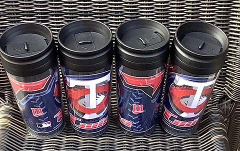 4 Minnesota Twins MLB Licensed 16oz Acrylic Tumbler Coffee Mug w/wrap Insert Cover