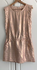 MAJE Roségold glänzend metallic Seidenmischung Mini-Kleid-Taschen Größe 36 UK 8