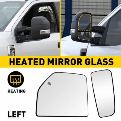 MIRROR GLASS HEATED DRIVER FITS 2017-2022 FORD SUPER DUTY F250 F350 F450 F550 - Image 1 of 4