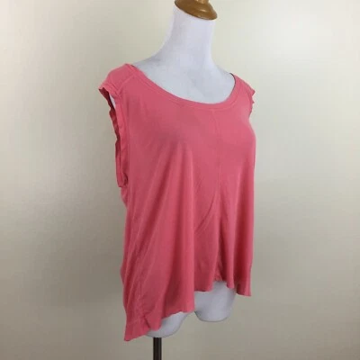 J BRAND Dark Peach/Coral Hi Low Round Square Hem Tank Top Womens sz Medium - Image 1 of 4
