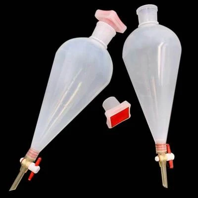125-1000ml Plastic Separatory Funnel, PTFE Stopcock, Lab Chem Supplies - Image 1 of 4