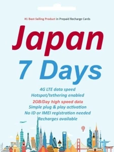 Japan Travel - NEW Softbank 7 days 2GB/Day prepaid data Travel SIM card - Picture 1 of 2