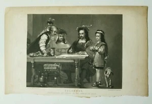 Antique COLUMBUS shows his Theory to the Franciscan Prior Engraving John Sartain - Foto 1 di 8