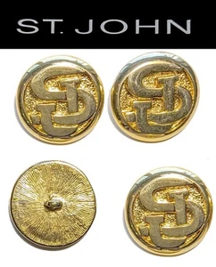 St John Knits Large Round Gold Tone 3 D Raised Logo Replacement Buttons - Picture 1 of 1