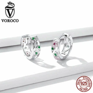 Bonitos aretes Voroco 100 % plata esterlina jardín secreto circonita flor para dama - Imagen 1 de 11