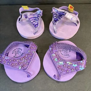 Lotto di 2 paia sandali viola Build a Bear Workshop BABW paillettes volant - Foto 1 di 8