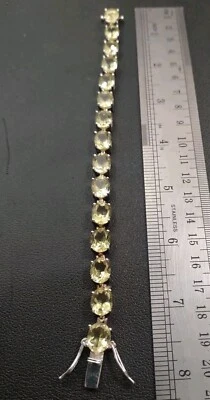 24 Gram / 7.5" 925 Sterling Silver Lemon Quartz Gemstones Han Thailand Bracelet  - Image 1 of 4