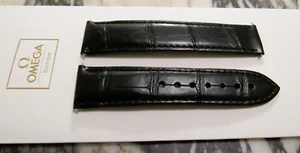 OMEGA Brand BLACK ALLIGATOR WATCH STRAP 20/18mm Size S for Foldover Clasp - Picture 1 of 3