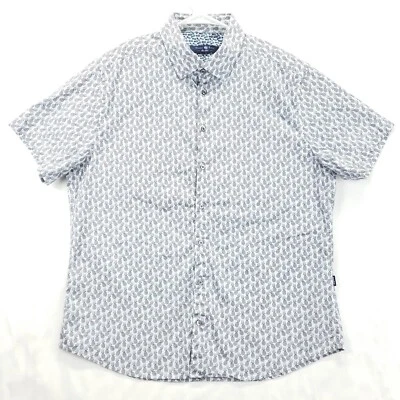 Stone Rose Shirt Mens XL White Pineapple Print Stretch Short Sleeve Button - Image 1 of 4
