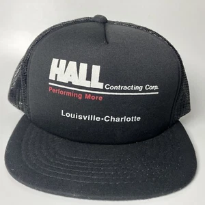 Hall Contracting Louisville – Charlotte Trucker Hat All Black Mesh Ky NC Vtg - Picture 1 of 11