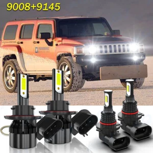 For Hummer H3 2006-2010 8000K LED Headlight Hi/Lo + Fog Light 4 Bulbs Combo kit - Picture 1 of 11