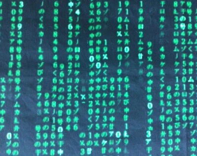 Matrix verde technocascade tela impresa por ordenador sobre satén de algodón orgánico Foto 1 de 4