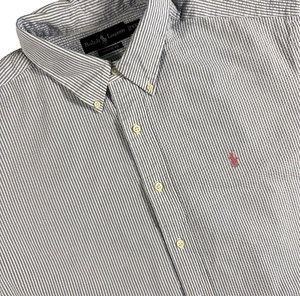Polo Ralph Lauren Seersucker Shirt Men XXL Blue Stripe Preppy Beach Short Sleeve - Picture 1 of 7