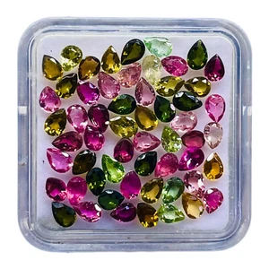 55 Pcs Natural Tourmaline 3.6-3.8mm Pear Cut Multi Color Loose Gemstones 5.75 Ct - Picture 1 of 8