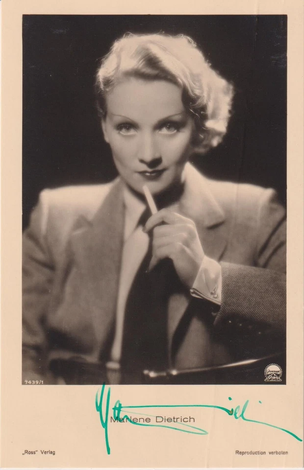 MARLENE DIETRICH Original Autogramm signierte Ross Postkarte 30er Jahre selten - Bild 1 von 2