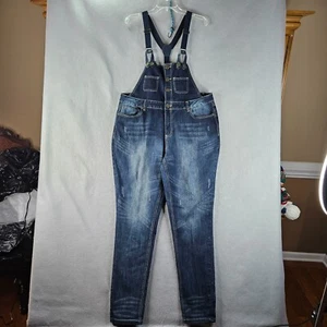 Ashley Stewart Jean Bib Overalls Womens Size 18 Blue Suspenders Stretch Denim - Picture 1 of 13