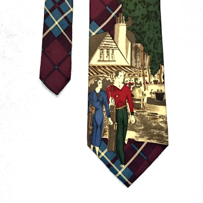 Hathaway 高尔夫主题多色设计男式领带 3.75x57 英寸全丝绸美国制造 — 第 1/4 张图片