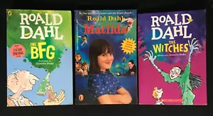 Lot 3 PB Novels Roald Dahl Adventure Chapter Books BFG Matilda THE WITCHES Quik! - Picture 1 of 2