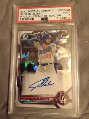 2022 Bowman Chrome Alex De Jesus #34/100 ATOMIC AUTOGRAPH #CPAAD Graded PSA 9 - Image 1 of 2