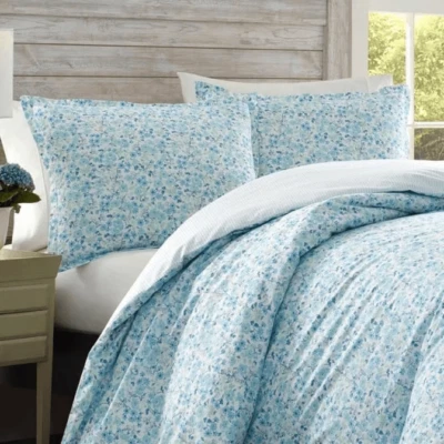 Juego de edredón de cama a rayas reverso floral Laura Ashley Jaynie Foto 1 de 4