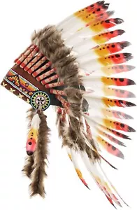 Novum Crafts Feather Headdress | Native American Indian Inspired | Rasta  - Picture 1 of 5