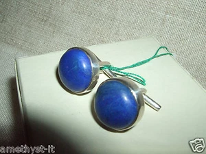 GEMELLI CAMICIA UOMO LAPISLAZZULO BLU CABOCHON ARGENTO CUFFLINK SILVER STERLING - Imagen 1 de 1