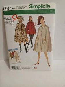 Simplicity 8017 60er Jahre Cape Muster Misses Gr. (14 16 18 20 22) ungeschnitten & unbenutzt - Bild 1 von 2