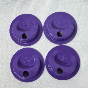 Ball Mason Jar Drinking Sip Straw Tops Regular Mouth Set of 4 Purple - Picture 1 of 4