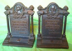 Sujetalibros antiguos de hierro fundido Bradley & Hubbard Dickens & Shakespeare años 20 EXCELENTES - Imagen 1 de 11
