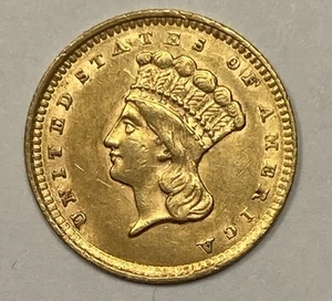 1856 Type 3 Liberty Gold Dollar. 1.00. Choice Almost Unc. .04837oz AGW. - Picture 1 of 3