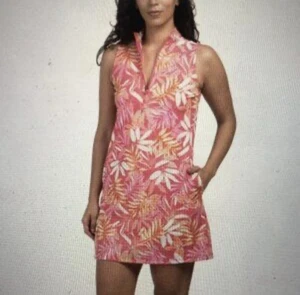 NWT Tommy Bahama XS Everyday Active Tank Dress UPF 50 Pink Leaf Print W/shorts - Picture 1 of 8