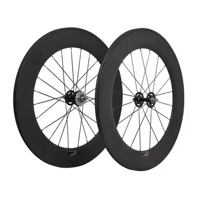 700C Carbon Fiber Track Bike Wheelset 88mm Depth 25mm Width Tubeless Clincher  - Image 1 of 4