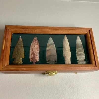Vitrina de cuchillos puntas de flecha 10" x 5" cedro y madera maciza verde EE. UU. Caja de sombra Foto 1 de 4