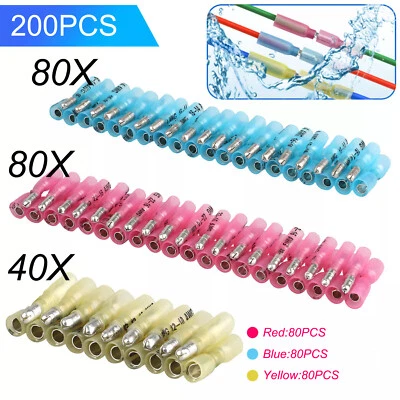 200pcs Heat Shrink Bullet Wire Connectors 22-10AWG Male Female Crimp Terminals - Image 1 of 4