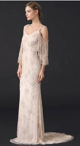 STUNNING THEIA BLUSH LAYLA WEDDING DRESS GOWN SZ 8 NWT - Picture 1 of 5