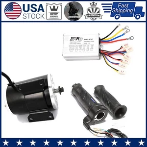 48V 1000W Electric Brush Motor + Speed Controller Throttle Grips For ATV Go Kart - Picture 1 of 20