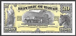1895 Republic of Hawaii - 1895 $20.00 Gold Certificate - ABNC Proof Print - Picture 1 of 1