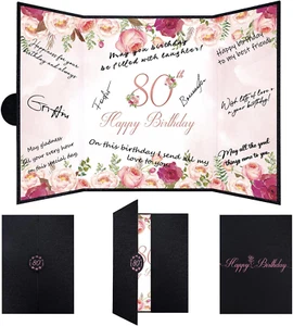 80Th Birthday Guest Book Alternative, Black and Pink 80Th Birthday Party Decorat - Picture 1 of 12
