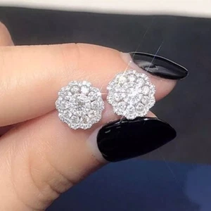 2 Carat Round Cut Moissanite Stud Earrings Solid 14K White Gold For Women VVS1 - Picture 1 of 3