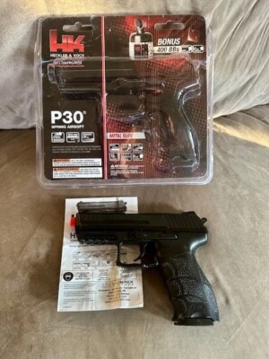 ЛИЦЕНЗИРОВАННЫЙ МЕТАЛЛИЧЕСКИЙ СТРАЙКБОЛЬНЫЙ ПОЛНОРАЗМЕРНЫЙ ПРУЖИННЫЙ ПИСТОЛЕТ H&K P30 РУЧНОЙ ПИСТОЛЕТ - Изображение 1 из 3