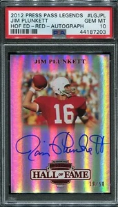 2012 Press Pass Legends HOF LGJPL Jim Plunkett Red Auto 19/50 PSA 10 Heisman - Bild 1 von 1