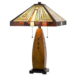 Cal Lighting Tiffany 2 Light Mission Table Lamp, Tiffany/Wood - BO-3013TB - Picture 1 of 1