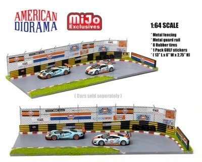American Diorama 1:64 Racetrack Diorama w/Auto World Gulf Racing Stickers(E) - Image 1 of 2