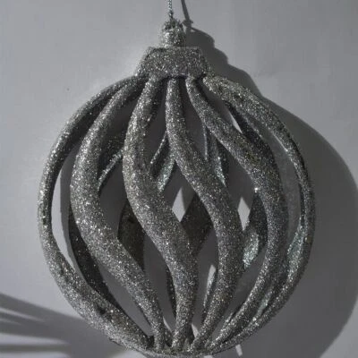 Palline in argento da addobbi per albero di natale decorazioni natalizie - Immagine 1 di 2