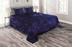 Galaxy Quilted Coverlet & Pillow Shams Set, Inspiring Starway View Print