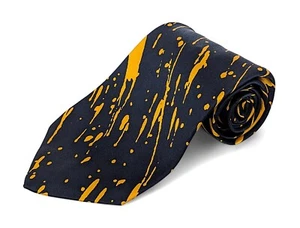 Brioni silk tie black orange paint splatter abstract artsy goth punk vintage 90s - Picture 1 of 6