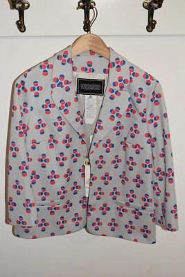 NWT * Versace Versus * Gray Red Blue Polka Dot Womens Blazer Size 44 EU / 8 US - Image 1 of 4