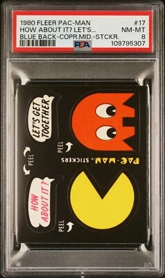 1980 FLEER PAC-MAN STICKER HOW ABOUT IT? LET'S... #17 | PSA 8 NM-MT RARE POP 3 - Image 1 of 4