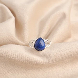 Natural Lapis Lazuli Gemstone 925 Sterling Silver Ring Wedding Gift For Her. - Picture 1 of 5