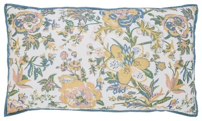 Almohada Euro Floral Estilo Vintage Acolchada a Mano Algodón Voile Azul Borde Salvaje Foto 1 de 3